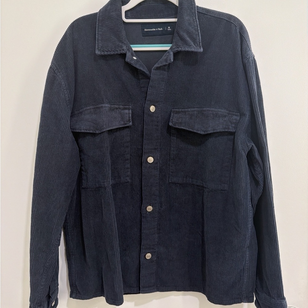 Abercrombie & Fitch Men's Navy Corduroy Shirt Jacket
